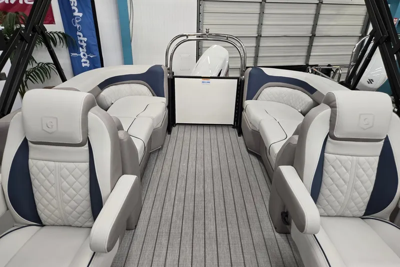 Slide: The Image of Interior of 2027 Godfrey Sweetwater 2286 SBC pontoon boat with luxurious seating. - 7