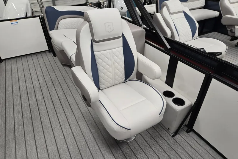 Slide: The Image of Luxurious seating on 2027 Godfrey Sweetwater 2286 SBC boat, featuring quilted upholstery. - 8
