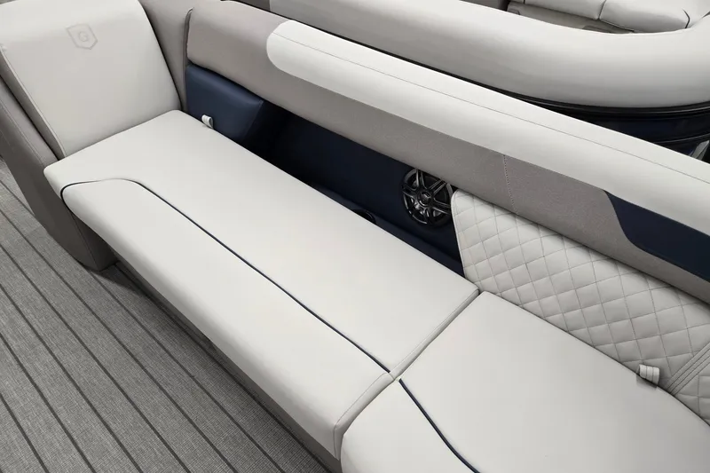 Slide: The Image of Luxurious seating on 2027 Godfrey Sweetwater 2286 SBC boat, featuring elegant upholstery and modern design. - 5
