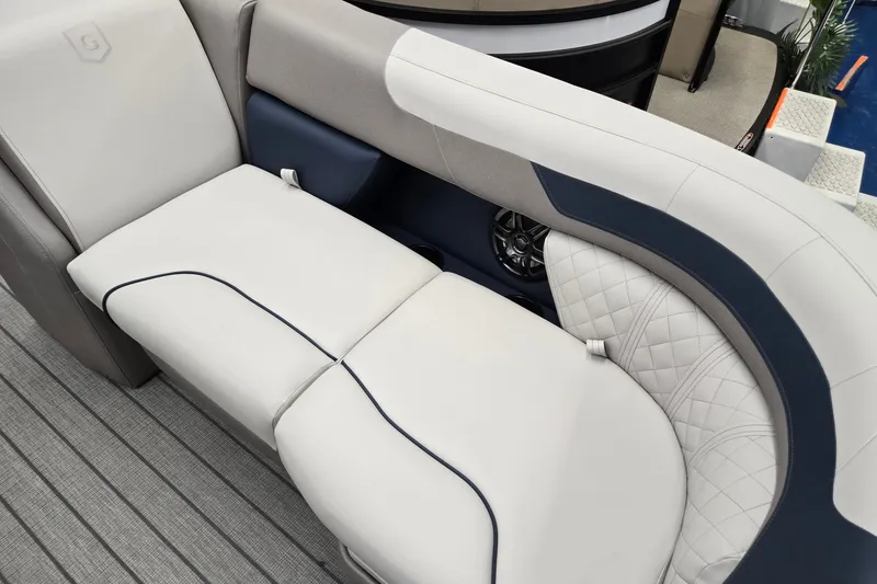Slide: The Image of Luxurious seating on 2027 Godfrey Sweetwater 2286 SFLC boat, featuring elegant upholstery design. - 5