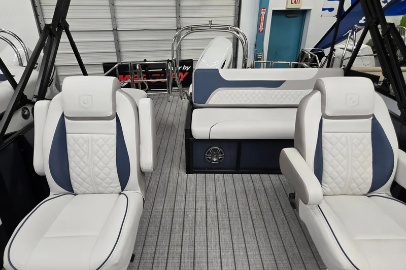 Slide: The Image of Interior of 2027 Godfrey Sweetwater 2286 SFLC boat with luxurious seating and modern design. - 6