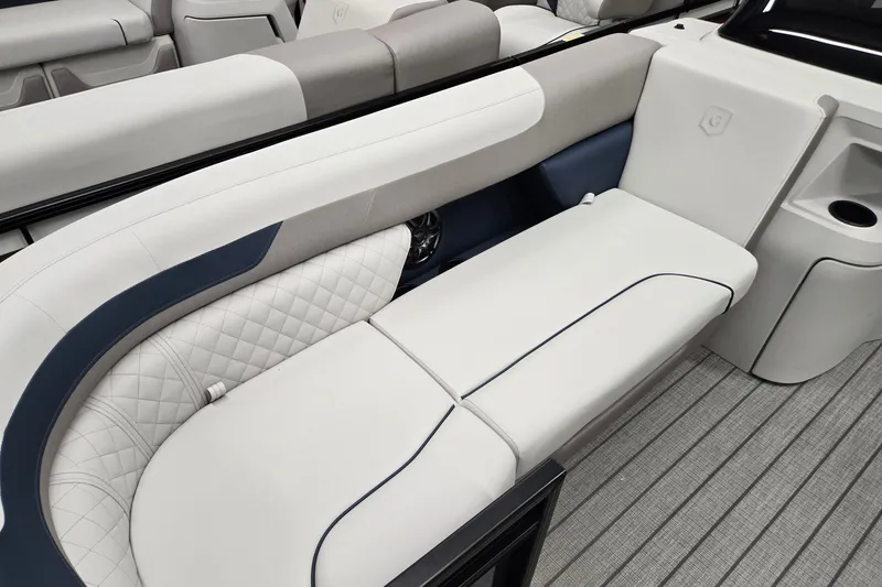 Slide: The Image of Luxurious seating on 2027 Godfrey Sweetwater 2286 SFLC pontoon boat, featuring elegant upholstery. - 4