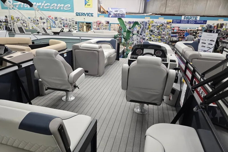Slide: The Image of Interior of 2027 Godfrey Sweetwater 2286 SFLC pontoon boat with plush seating. - 19