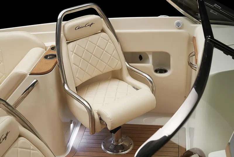 Slide: The Image of Manufacturer Provided Image: Luxurious interior of 2025 Chris-Craft Launch 27 boat with elegant seating. - 7