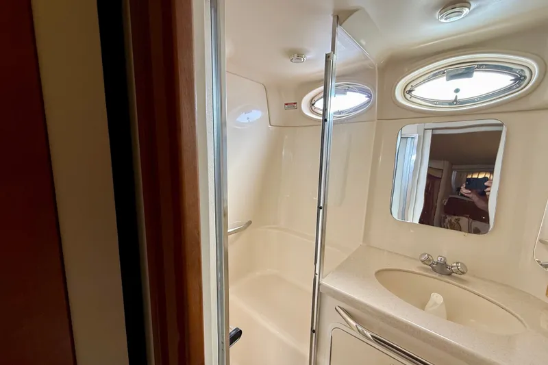 Slide: The Image of Bathroom interior of 2000 Sea Ray 380 Aft Cabin yacht with shower and sink. - 8