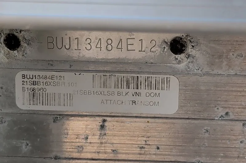 Slide: The Image of 2021 Sun Tracker Bass Buggy 16 XL hull identification number and barcode details. - 26