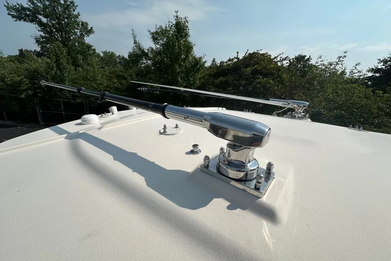 Slide: The Image of 2023 Grady-White 281 Coastal Explorer boat with sleek chrome fittings on deck. - 34