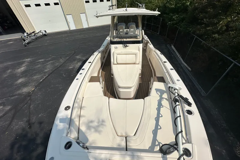 Slide: The Image of 2023 Grady-White 281 Coastal Explorer boat with spacious deck and modern design. - 36