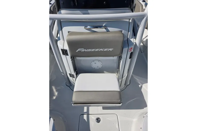 Slide: The Image of 2026 Finseeker 220 CC boat seat with logo, showcasing sleek design and comfort. - 23