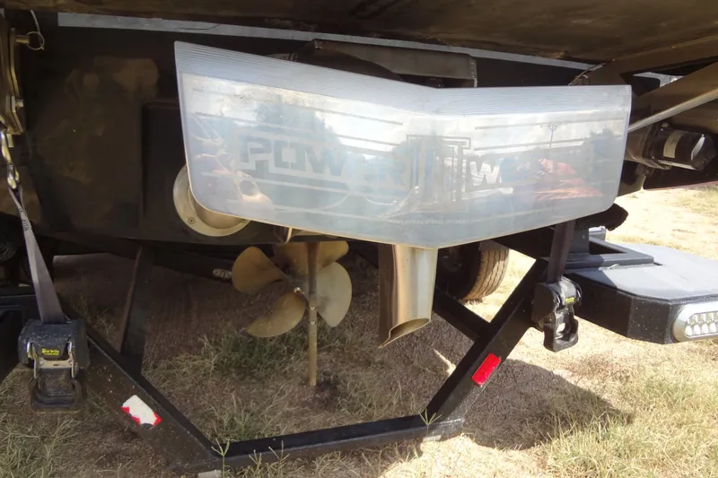 Slide: The Image of 2020 Axis A22 boat propeller and exhaust system on a trailer. - 39