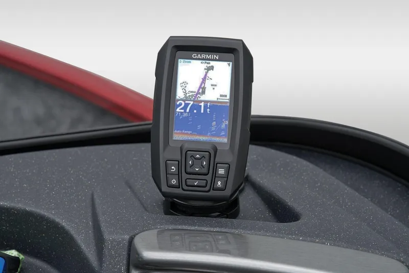 Slide: The Image of Manufacturer Provided Image: Garmin fishfinder on 2025 Tracker Pro Guide V-16 WT boat dashboard. - 32