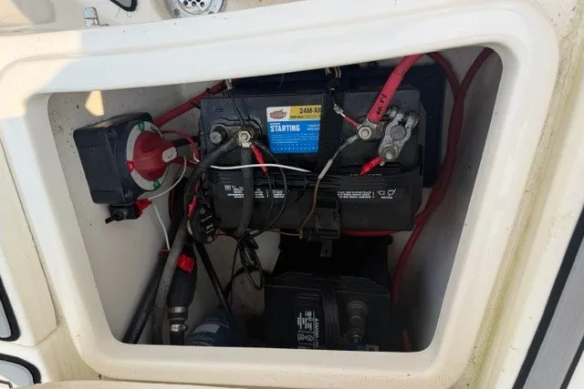 Slide: The Image of Battery compartment of a 2021 Bulls Bay 230 Center Console boat. - 15
