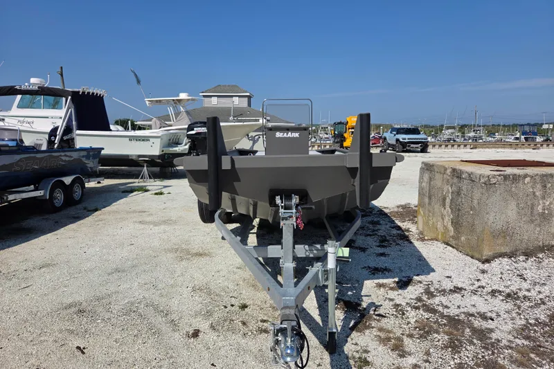 Slide: The Image of 2026 SeaArk 2072 Workhorse boat on trailer at marina. - 4
