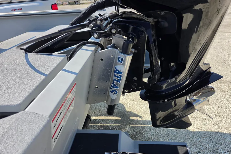 Slide: The Image of 2025 SeaArk 1872 MVT boat motor and hydraulic system close-up. - 4