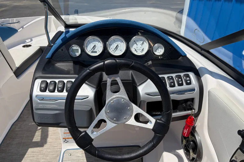 Slide: The Image of 2016 Regal 1900 ESX Bowrider dashboard with steering wheel and instrument panel. - 21