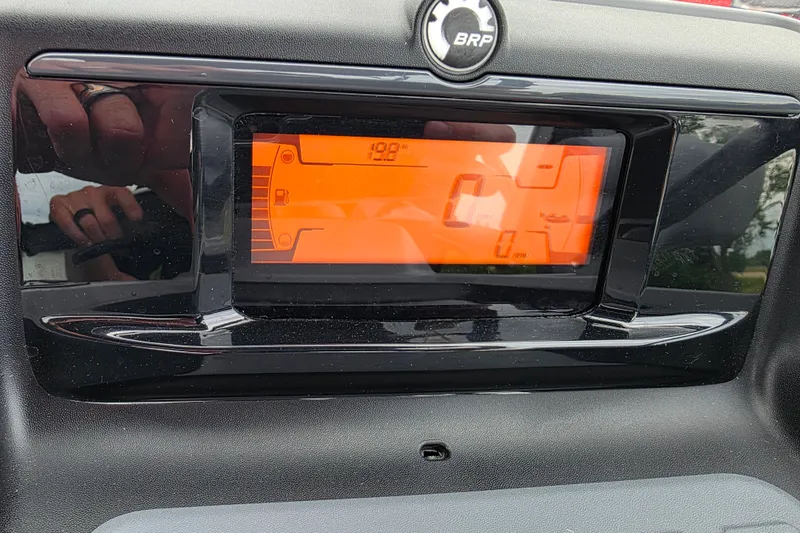 Slide: The Image of Dashboard display of 2023 Sea-Doo Switch Sport 21, showing speed and RPM. - 17