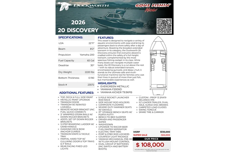 Slide: The Image of 2026 Duckworth 20 Discovery: Sturdy design, Yamaha engine, spacious deck, ideal for fishing and adventure. - 29
