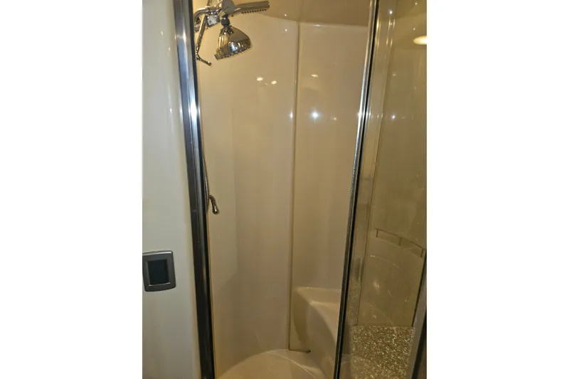 Slide: The Image of Shower area in 2005 Meridian 368 Motoryacht, featuring sleek design and chrome fixtures. - 41