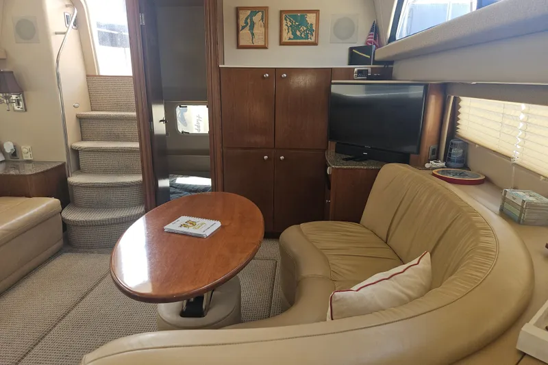 Slide: The Image of Luxurious interior of 2005 Meridian 368 Motoryacht with cozy seating and elegant decor. - 21