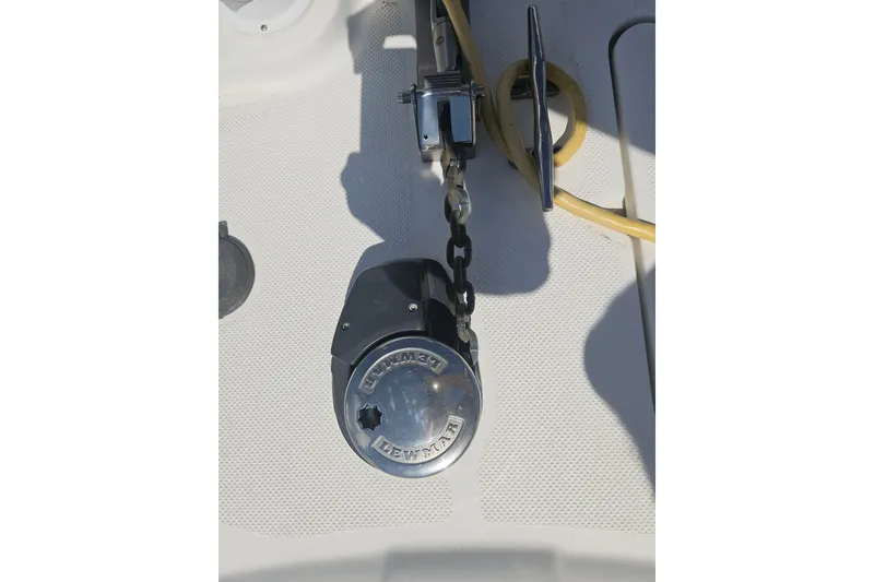 Slide: The Image of Anchor windlass on 2005 Meridian 368 Motoryacht deck. - 59