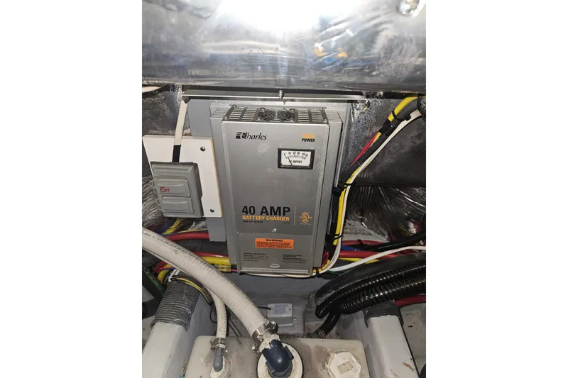Slide: The Image of 40 AMP battery charger in 2005 Meridian 368 Motoryacht engine room. - 69