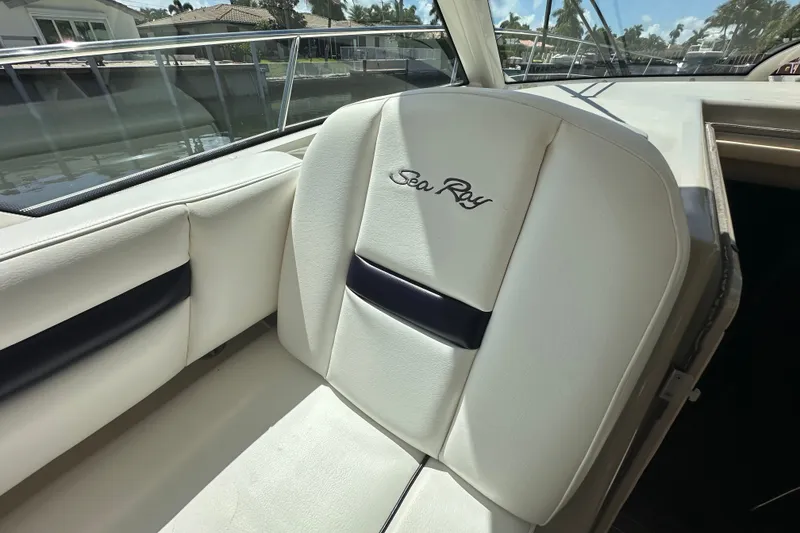 Slide: The Image of Luxurious interior seating of 2007 Sea Ray 48 Sundancer yacht with elegant design. - 16
