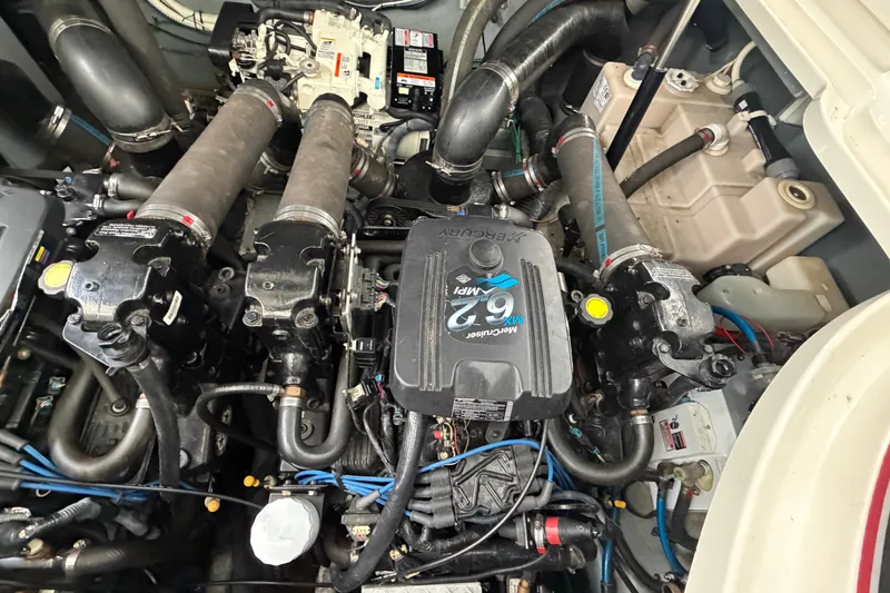 Slide: The Image of Engine compartment of a 2003 Sea Ray Sundancer 320 with MerCruiser 6.2 MPI engine. - 39