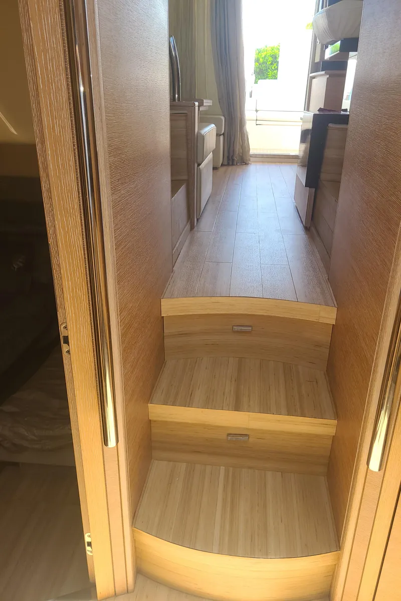 Slide: The Image of Interior stairs of 2011 Azimut 47 yacht with wooden finish. - 34