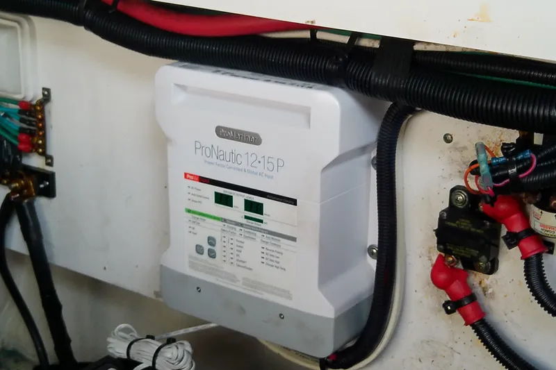Slide: The Image of ProNautic 12-15P marine battery charger in a 2012 Sea Ray Sundancer 280 boat. - 53