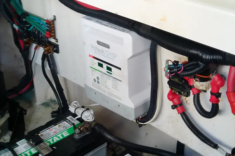 Slide: The Image of Electrical system of a 2012 Sea Ray Sundancer 280 with ProNautic charger and battery. - 52