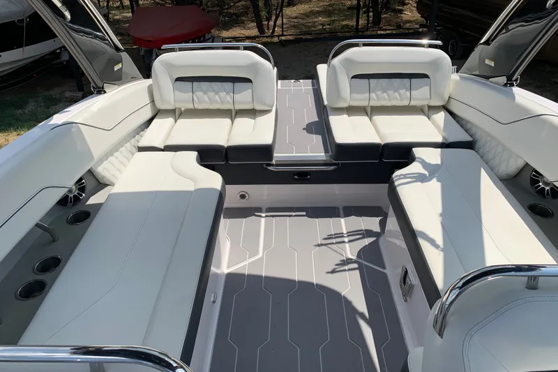 Slide: The Image of Luxurious interior of 2020 Regal LS6 Surf boat with spacious seating and modern design. - 11
