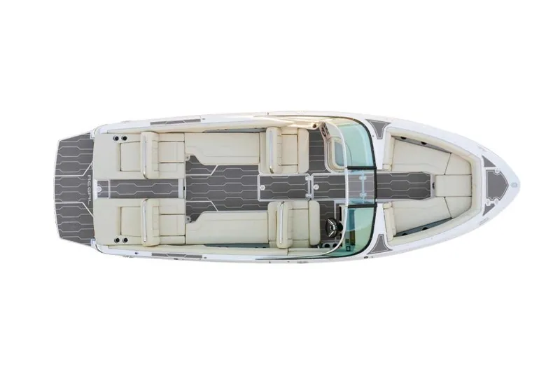 Slide: The Image of Manufacturer Provided Image: Top view of 2020 Regal LS6 Surf boat with spacious seating layout. - 82