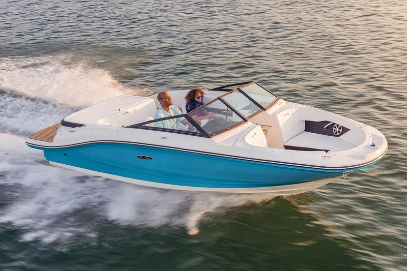 Slide: The Image of Manufacturer Provided Image: 2023 Sea Ray SPX 190 boat cruising on water with two passengers. - 32