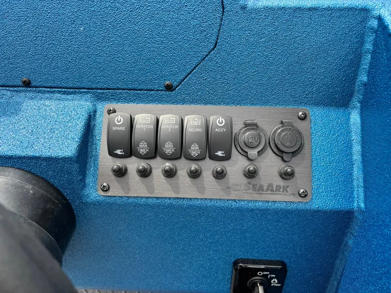 Slide: The Image of Close-up of a blue dashboard with switches and sockets. - 21