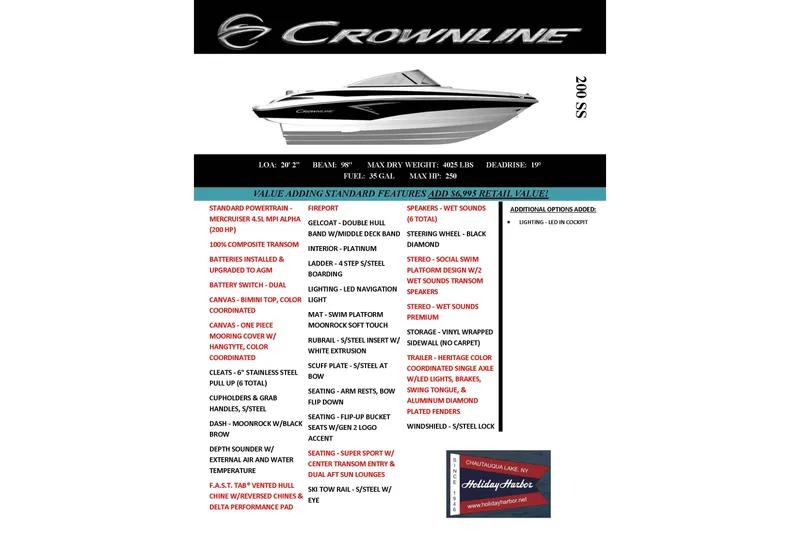 Slide: The Image of Crownline 200 SS boat brochure showcasing features and specifications for the 2027 model. - 12