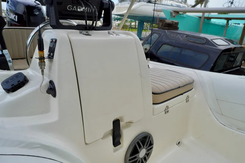 Slide: The Image of 2002 AB Inflatables Nautilus 11 DLX boat interior with seating and equipment details. - 9