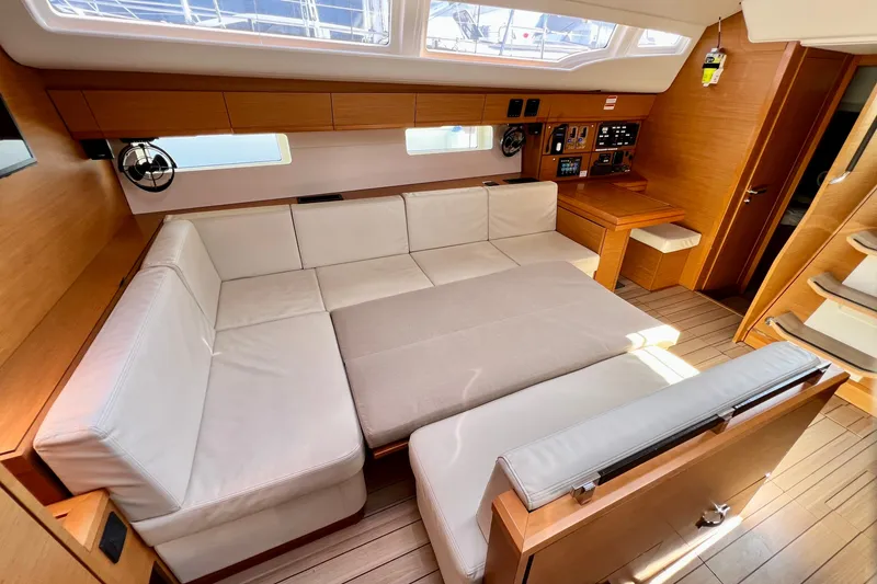 Slide: The Image of Luxurious interior of 2018 Jeanneau 54 yacht with spacious seating and modern design. - 48