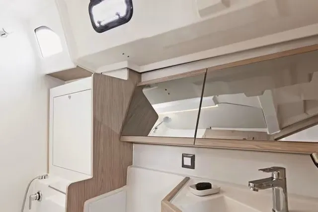 Slide: The Image of Modern bathroom interior of 2010 Oceanis 46.1 yacht with sleek design and fixtures. - 7