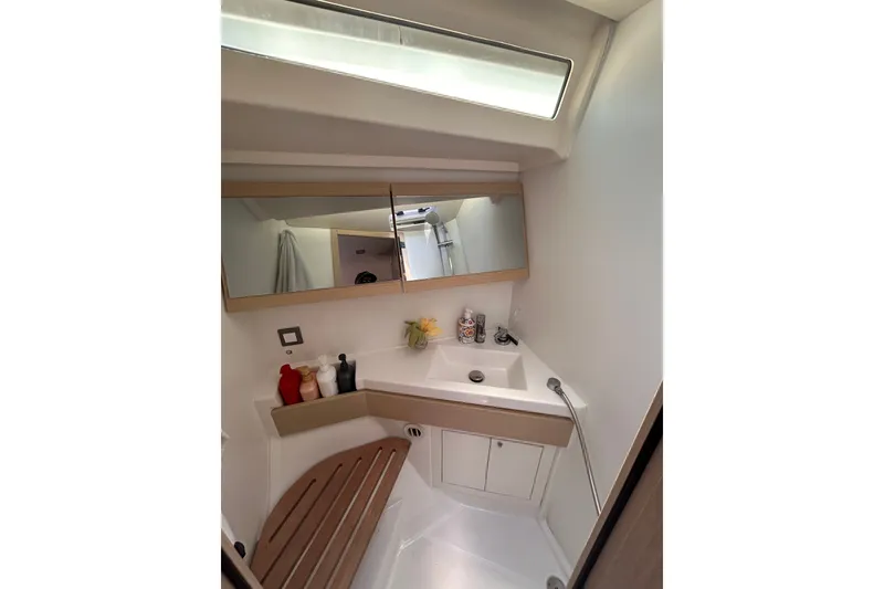 Slide: The Image of Modern bathroom interior of 2020 Beneteau Oceanis 461 yacht with sleek design. - 16