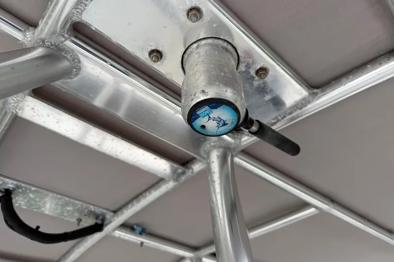 Slide: The Image of Aluminum structure on 2006 Boston Whaler 270 Outrage boat, featuring a mounted device. - 43