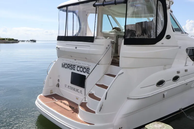 Slide: The Image of 2006 Sea Ray 40 Motor Yacht docked, featuring elegant design and spacious deck in St. Petersburg, FL. - 8
