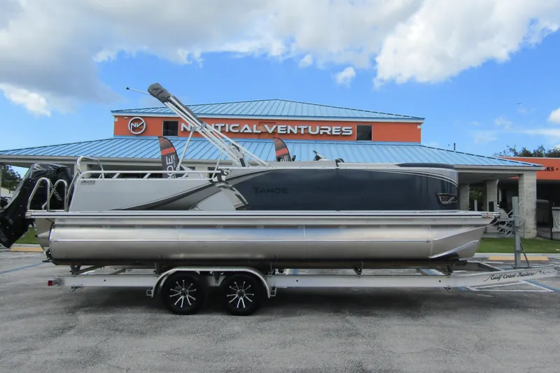 Slide: The Image of 2026 Tahoe Pontoon LTZ Versatile Rear Bench Wind Shield 23 at Nautical Ventures. - 4