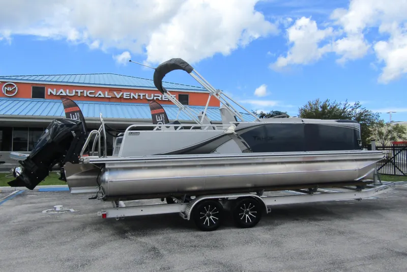 Slide: The Image of 2026 Tahoe Pontoon LTZ Versatile Rear Bench Wind Shield 23 at Nautical Ventures. - 3