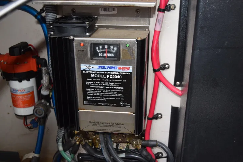 Slide: The Image of Inteli-Power Marine Converter Charger in 2004 Sea Ray 390 Sundancer boat. - 40