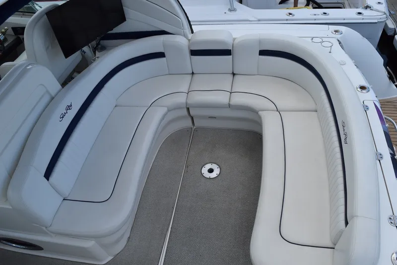 Slide: The Image of Luxurious seating area on a 2004 Sea Ray 390 Sundancer yacht. - 14