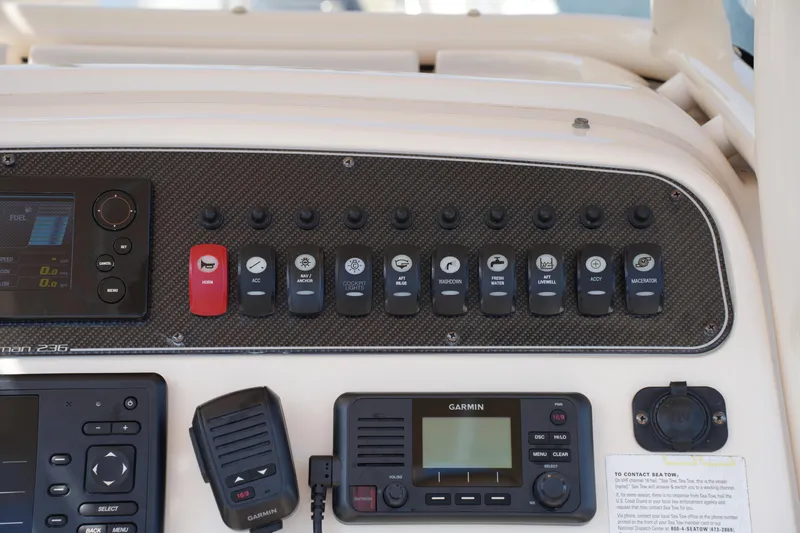 Slide: The Image of Control panel of 2017 Grady-White Fisherman 236 boat with Garmin electronics. - 21