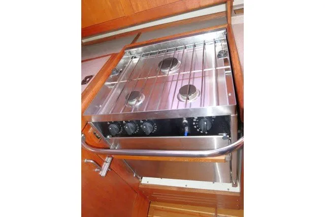 Slide: The Image of Stainless steel stove in 2001 Hunter 420 yacht kitchen. - 15