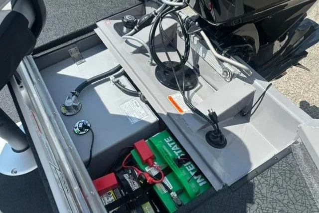 Slide: The Image of 2026 Tracker Pro Team 175 Crappie Edition boat battery and fuel compartment. - 20