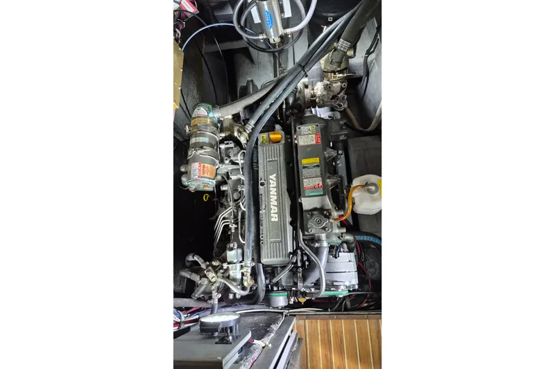 Slide: The Image of Engine compartment of a 2005 Endeavour 44 TrawlerCat with Yanmar engine. - 53
