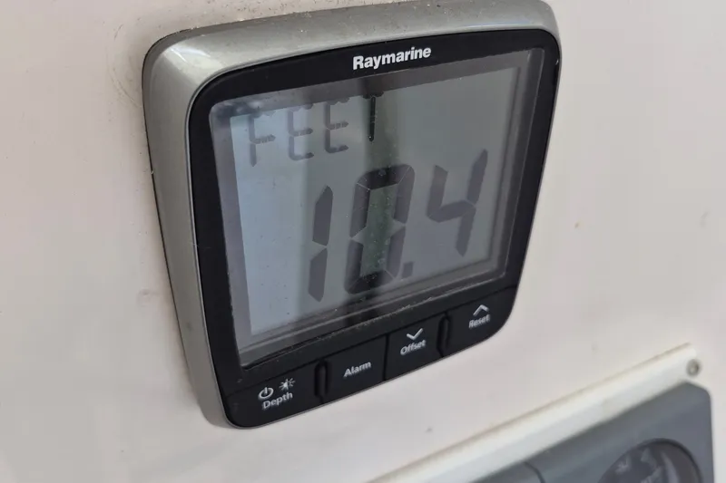 Slide: The Image of Depth gauge on 2005 Endeavour 44 TrawlerCat showing 10.4 feet. - 14